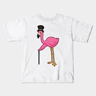 Flamingo as Groom with Hat & cane Kids T-Shirt